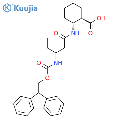 rac-(1R,2S)-2-3-({(9H-fluoren-9-yl)methoxycarbonyl}amino)pentanamidocyclohexane-1-carboxylic acid structure