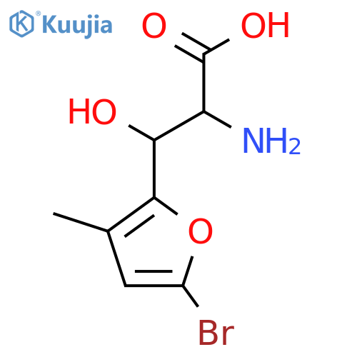 2-amino-3-(5-bromo-3-methylfuran-2-yl)-3-hydroxypropanoic acid structure