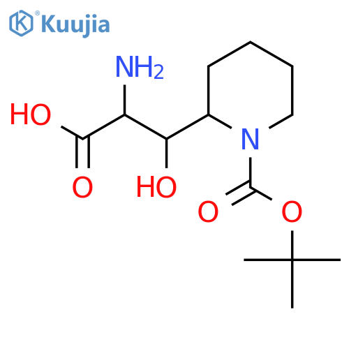 2-amino-3-{1-(tert-butoxy)carbonylpiperidin-2-yl}-3-hydroxypropanoic acid structure