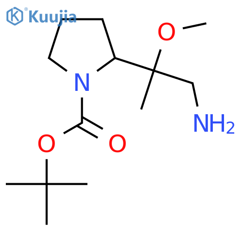 tert-butyl 2-(1-amino-2-methoxypropan-2-yl)pyrrolidine-1-carboxylate structure