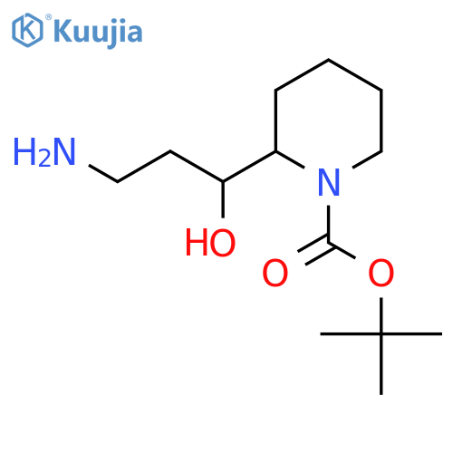 tert-butyl 2-(3-amino-1-hydroxypropyl)piperidine-1-carboxylate structure