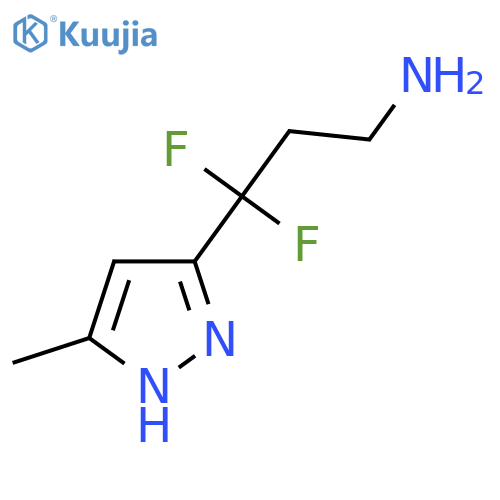 3,3-difluoro-3-(5-methyl-1H-pyrazol-3-yl)propan-1-amine structure