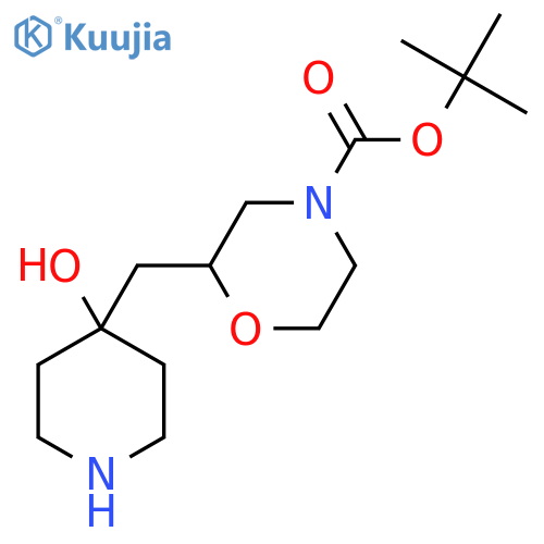tert-butyl 2-(4-hydroxypiperidin-4-yl)methylmorpholine-4-carboxylate structure