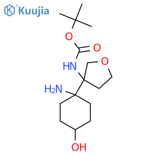 tert-butyl N-3-(1-amino-4-hydroxycyclohexyl)oxolan-3-ylcarbamate structure