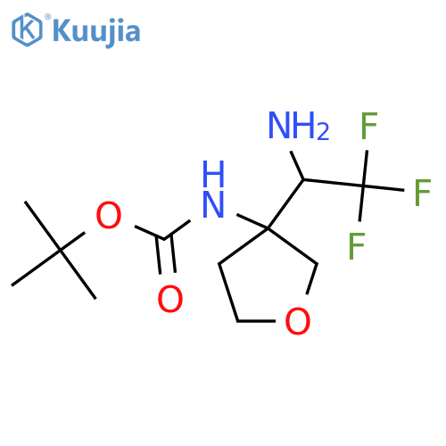 tert-butyl N-3-(1-amino-2,2,2-trifluoroethyl)oxolan-3-ylcarbamate structure