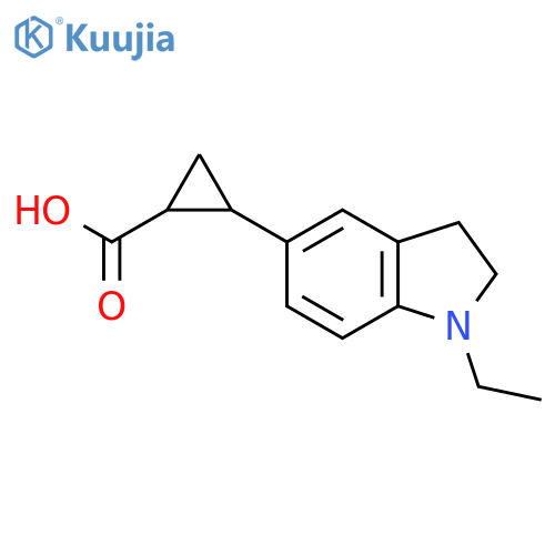 2-(1-ethyl-2,3-dihydro-1H-indol-5-yl)cyclopropane-1-carboxylic acid structure