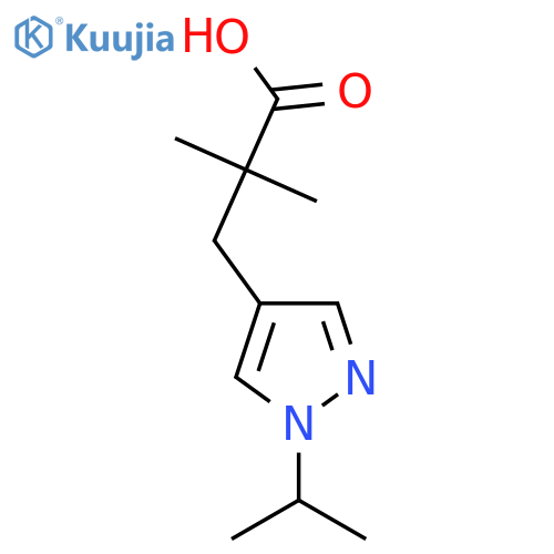2,2-dimethyl-3-1-(propan-2-yl)-1H-pyrazol-4-ylpropanoic acid structure