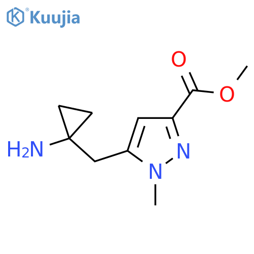 methyl 5-(1-aminocyclopropyl)methyl-1-methyl-1H-pyrazole-3-carboxylate structure