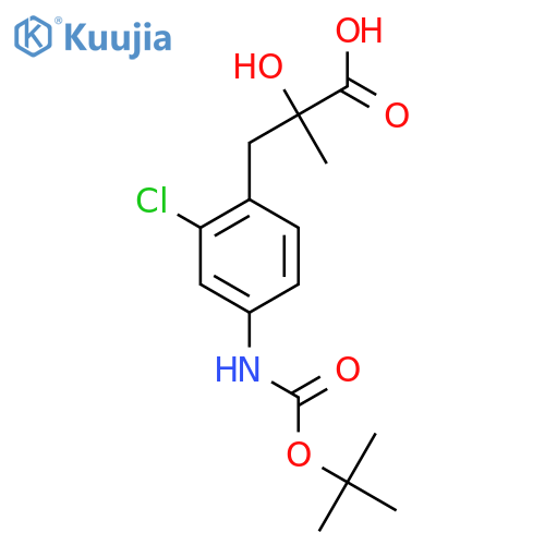 3-(4-{(tert-butoxy)carbonylamino}-2-chlorophenyl)-2-hydroxy-2-methylpropanoic acid structure