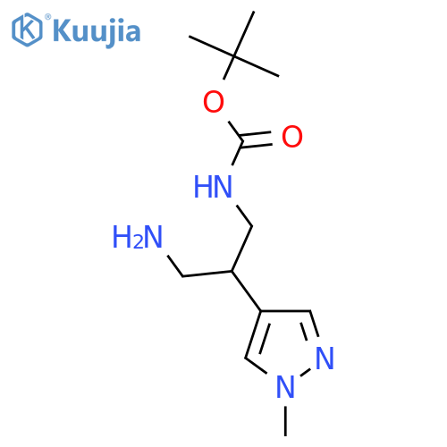 tert-butyl N-3-amino-2-(1-methyl-1H-pyrazol-4-yl)propylcarbamate structure