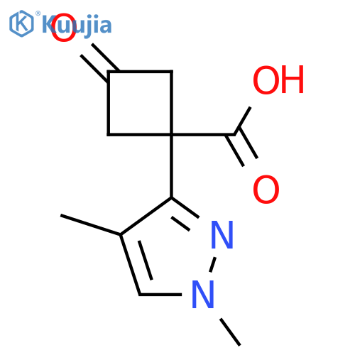 1-(1,4-dimethyl-1H-pyrazol-3-yl)-3-oxocyclobutane-1-carboxylic acid structure