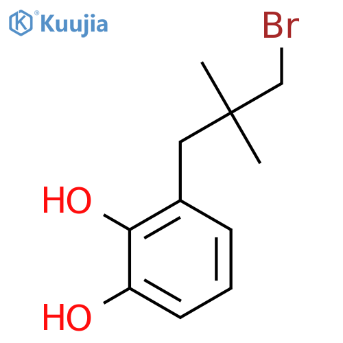 3-(3-bromo-2,2-dimethylpropyl)benzene-1,2-diol structure