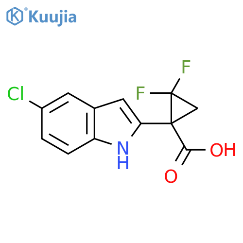 1-(5-chloro-1H-indol-2-yl)-2,2-difluorocyclopropane-1-carboxylic acid structure