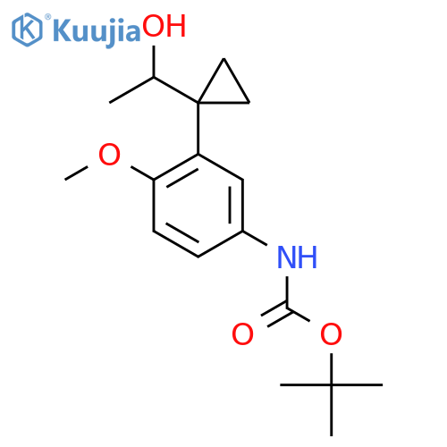 tert-butyl N-{3-1-(1-hydroxyethyl)cyclopropyl-4-methoxyphenyl}carbamate structure