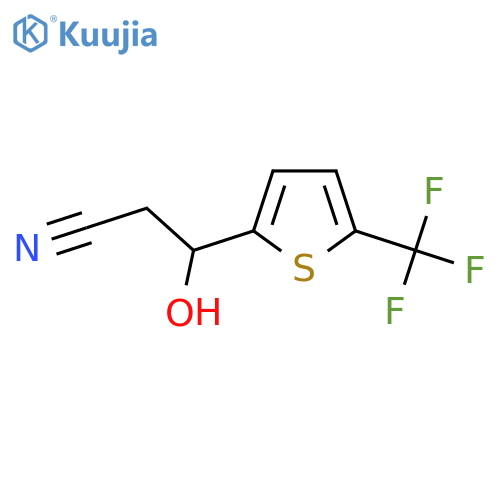 3-hydroxy-3-5-(trifluoromethyl)thiophen-2-ylpropanenitrile structure