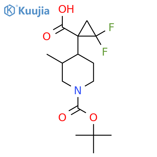 1-{1-(tert-butoxy)carbonyl-3-methylpiperidin-4-yl}-2,2-difluorocyclopropane-1-carboxylic acid structure