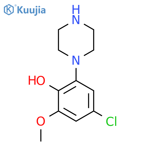 4-chloro-2-methoxy-6-(piperazin-1-yl)phenol structure