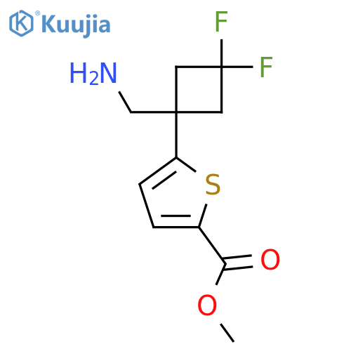 methyl 5-1-(aminomethyl)-3,3-difluorocyclobutylthiophene-2-carboxylate structure