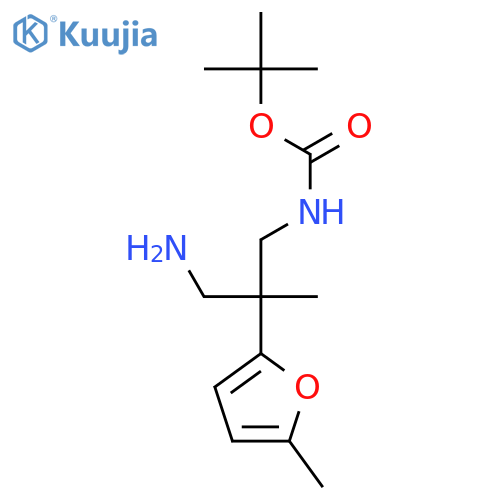 tert-butyl N-3-amino-2-methyl-2-(5-methylfuran-2-yl)propylcarbamate structure