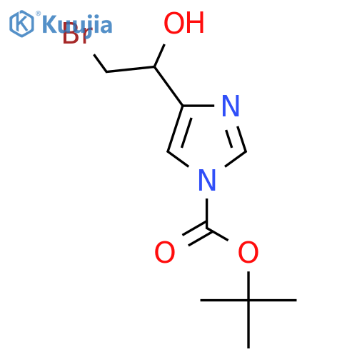 tert-butyl 4-(2-bromo-1-hydroxyethyl)-1H-imidazole-1-carboxylate structure