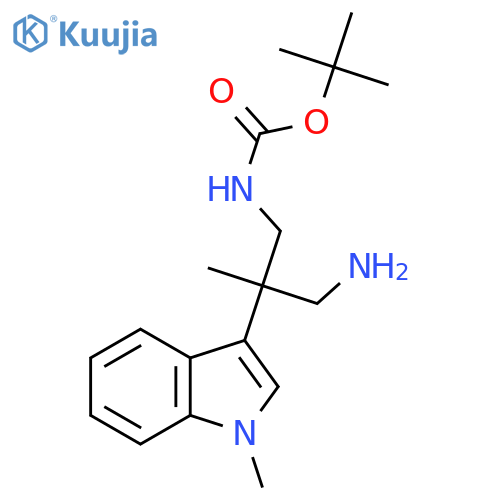 tert-butyl N-3-amino-2-methyl-2-(1-methyl-1H-indol-3-yl)propylcarbamate structure