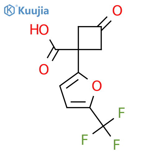 3-oxo-1-5-(trifluoromethyl)furan-2-ylcyclobutane-1-carboxylic acid structure
