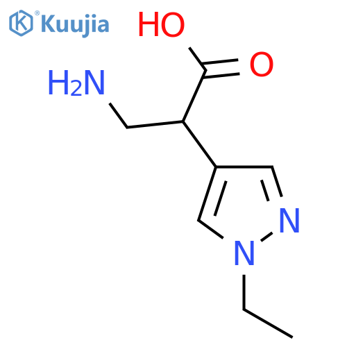3-amino-2-(1-ethyl-1H-pyrazol-4-yl)propanoic acid structure