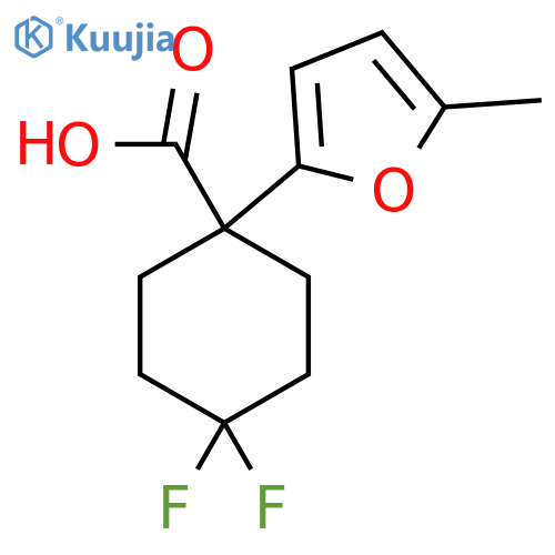 4,4-difluoro-1-(5-methylfuran-2-yl)cyclohexane-1-carboxylic acid structure