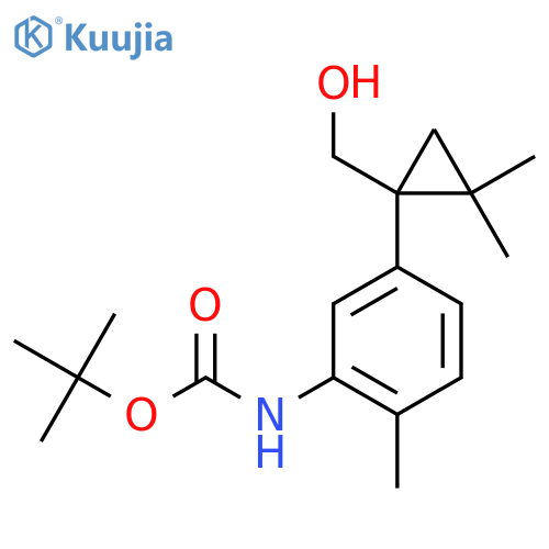 tert-butyl N-{5-1-(hydroxymethyl)-2,2-dimethylcyclopropyl-2-methylphenyl}carbamate structure