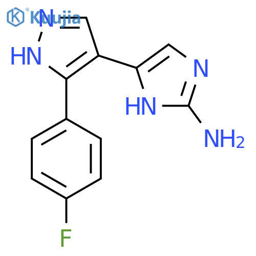 5-3-(4-fluorophenyl)-1H-pyrazol-4-yl-1H-imidazol-2-amine structure
