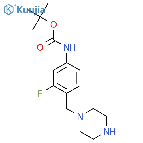 tert-butyl N-{3-fluoro-4-(piperazin-1-yl)methylphenyl}carbamate structure