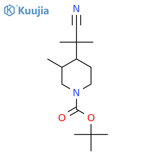 Tert-butyl 4-(1-cyano-1-methylethyl)-3-methylpiperidine-1-carboxylate structure