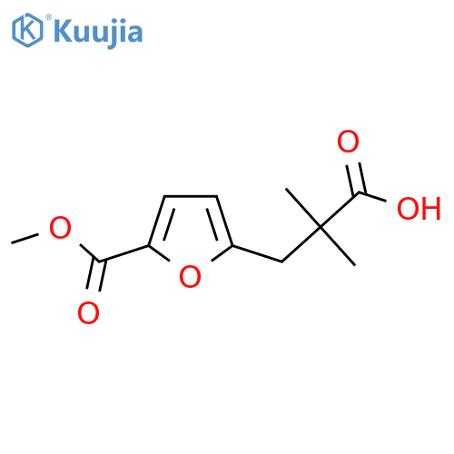 3-5-(methoxycarbonyl)furan-2-yl-2,2-dimethylpropanoic acid structure