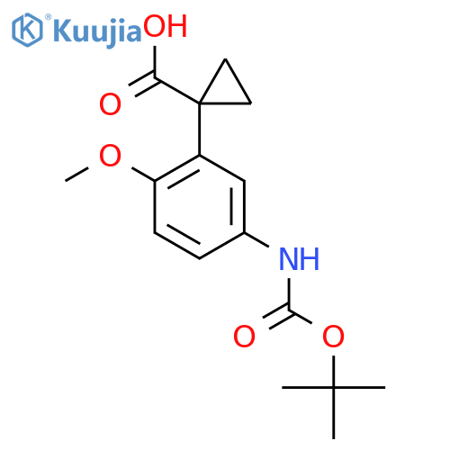 1-(5-{(tert-butoxy)carbonylamino}-2-methoxyphenyl)cyclopropane-1-carboxylic acid structure