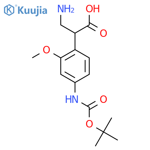 3-amino-2-(4-{(tert-butoxy)carbonylamino}-2-methoxyphenyl)propanoic acid structure