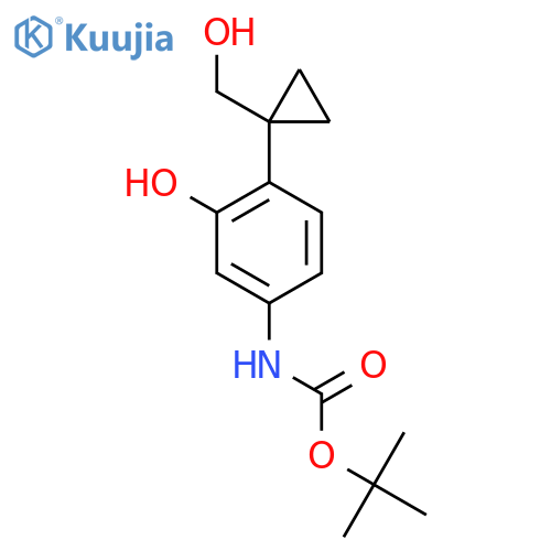tert-butyl N-{3-hydroxy-4-1-(hydroxymethyl)cyclopropylphenyl}carbamate structure