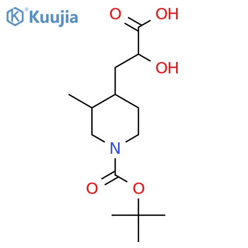 3-{1-(tert-butoxy)carbonyl-3-methylpiperidin-4-yl}-2-hydroxypropanoic acid structure