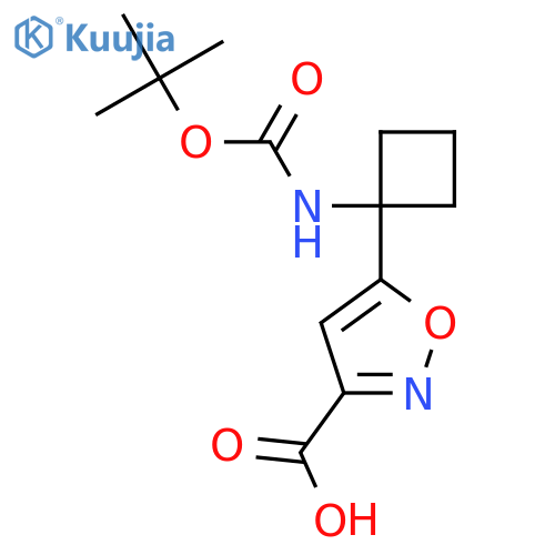 5-(1-{(tert-butoxy)carbonylamino}cyclobutyl)-1,2-oxazole-3-carboxylic acid structure