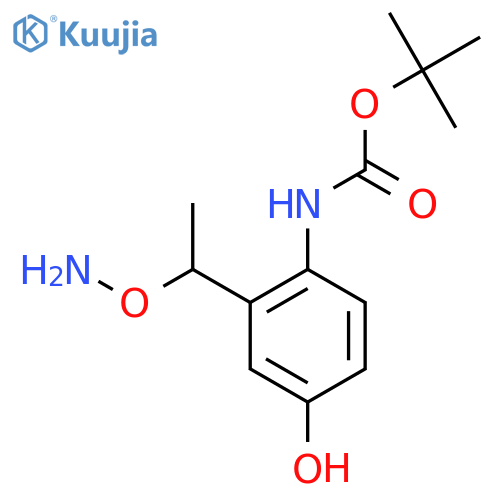 tert-butyl N-{2-1-(aminooxy)ethyl-4-hydroxyphenyl}carbamate structure
