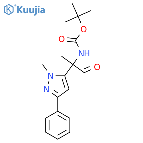 tert-butyl N-2-(1-methyl-3-phenyl-1H-pyrazol-5-yl)-1-oxopropan-2-ylcarbamate structure