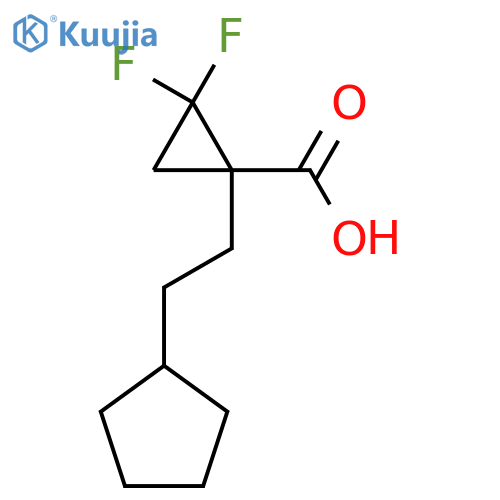 1-(2-cyclopentylethyl)-2,2-difluorocyclopropane-1-carboxylic acid structure