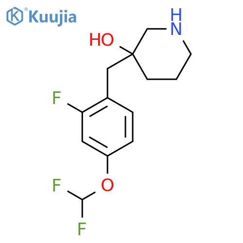3-{4-(difluoromethoxy)-2-fluorophenylmethyl}piperidin-3-ol structure