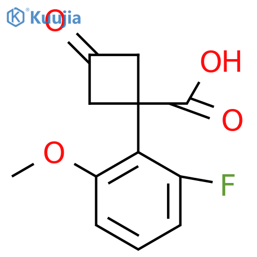 1-(2-fluoro-6-methoxyphenyl)-3-oxocyclobutane-1-carboxylic acid structure