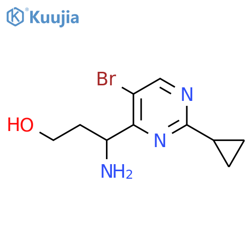 3-amino-3-(5-bromo-2-cyclopropylpyrimidin-4-yl)propan-1-ol structure