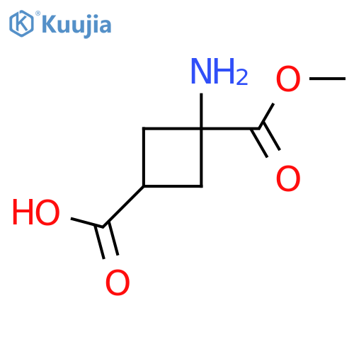 3-amino-3-(methoxycarbonyl)cyclobutane-1-carboxylic acid structure