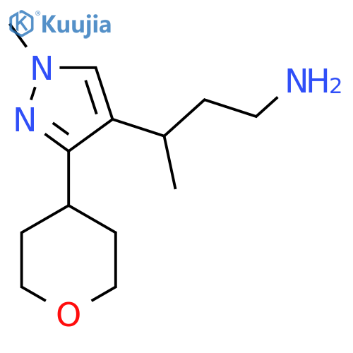 3-1-methyl-3-(oxan-4-yl)-1H-pyrazol-4-ylbutan-1-amine structure