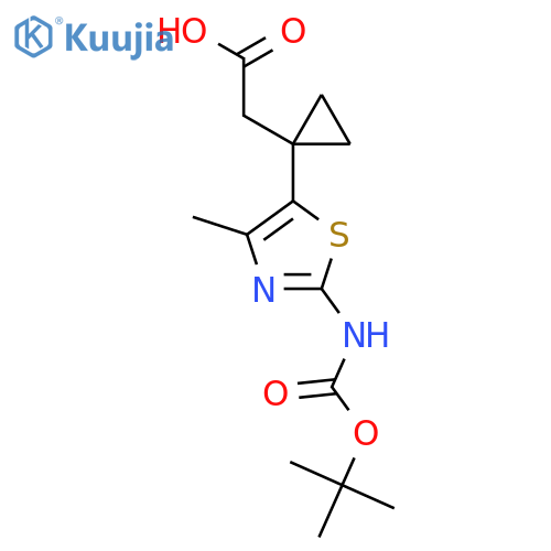 2-1-(2-{(tert-butoxy)carbonylamino}-4-methyl-1,3-thiazol-5-yl)cyclopropylacetic acid structure