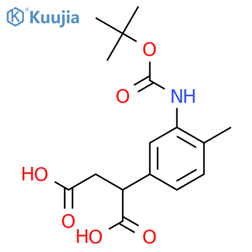 2-(3-{(tert-butoxy)carbonylamino}-4-methylphenyl)butanedioic acid structure
