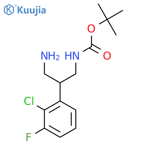 tert-butyl N-3-amino-2-(2-chloro-3-fluorophenyl)propylcarbamate structure