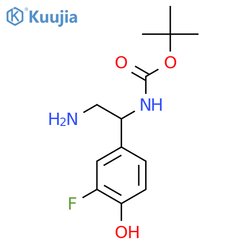 tert-butyl N-2-amino-1-(3-fluoro-4-hydroxyphenyl)ethylcarbamate structure